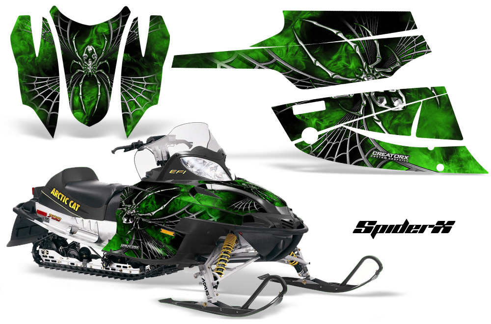 Arctic Cat Firecat Graphics Kit SpiderX Green Black